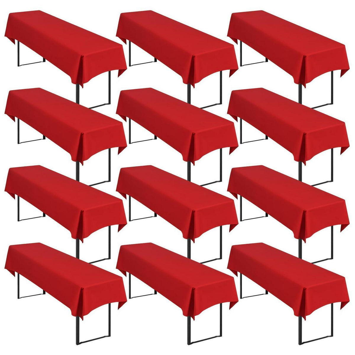 12 Rot Biertisch Tischdecken 250x100cm – Waschbar & Pflegeleicht