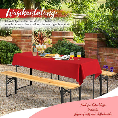 12 Rot Biertisch Tischdecken 250x100cm – Waschbar & Pflegeleicht