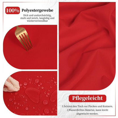12 Rot Biertisch Tischdecken 250x100cm – Waschbar & Pflegeleicht
