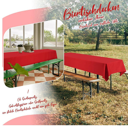 12 Rot Biertisch Tischdecken 250x100cm – Waschbar & Pflegeleicht