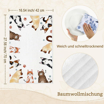 Katzen Geschirrtücher 2er-Set Baumwolle 42x70 cm