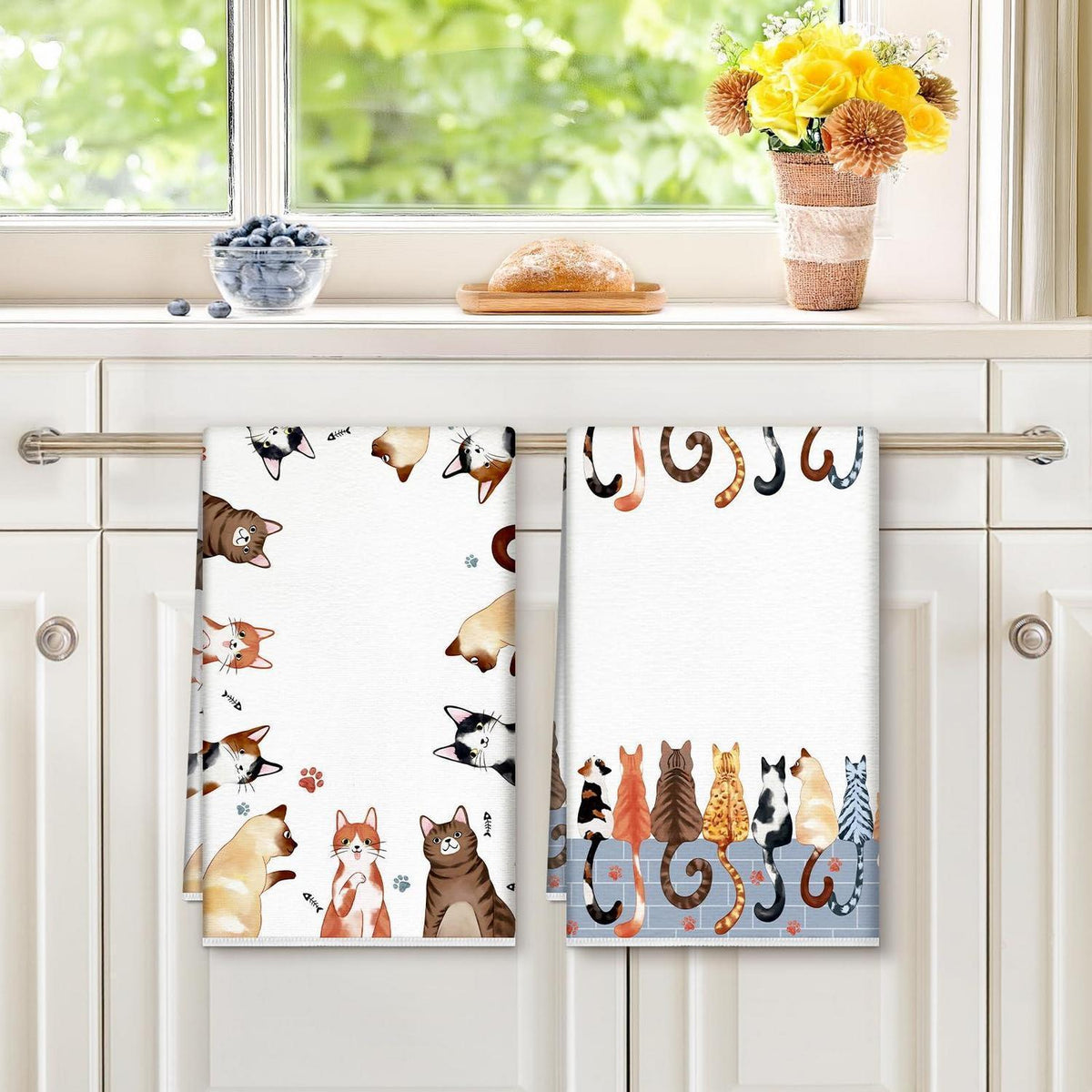 Katzen Geschirrtücher 2er-Set Baumwolle 42x70 cm