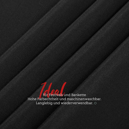 12x Biertisch Tischdecke Schwarz 250x100cm – Waschbar & Pflegeleicht