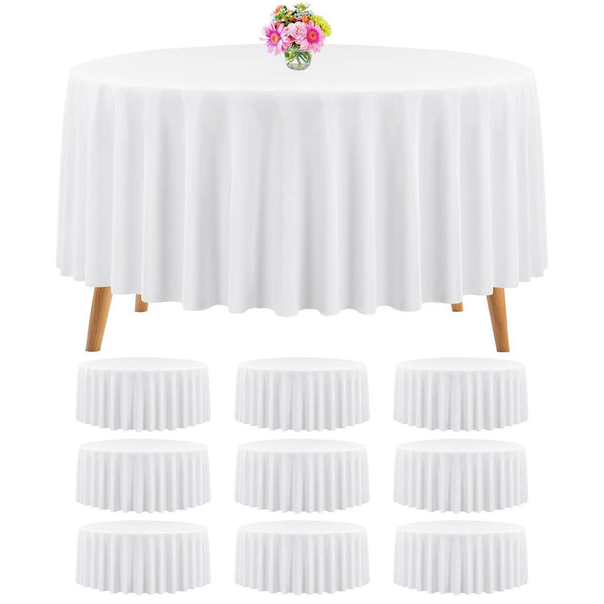 10er Pack Runde Tischdecke Weiß 120 Zoll – Hochzeit, Party, Buffet