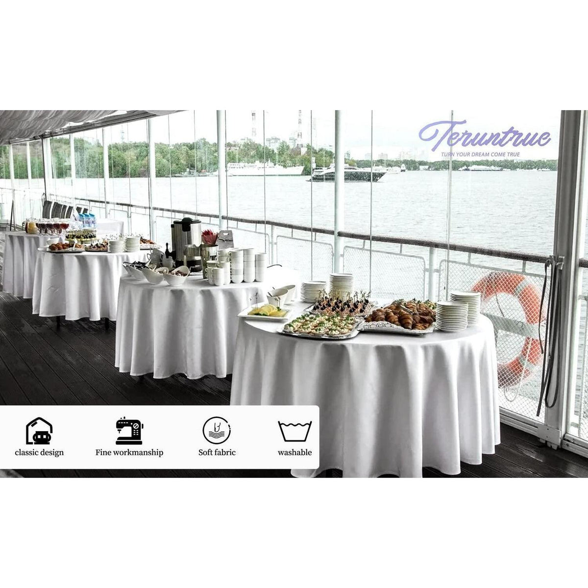 10er Pack Runde Tischdecke Weiß 120 Zoll – Hochzeit, Party, Buffet