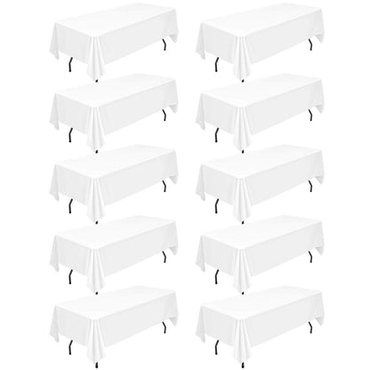 10x Weiße Tischdecken 6ft Rechteck – Knitterfrei & Waschbar