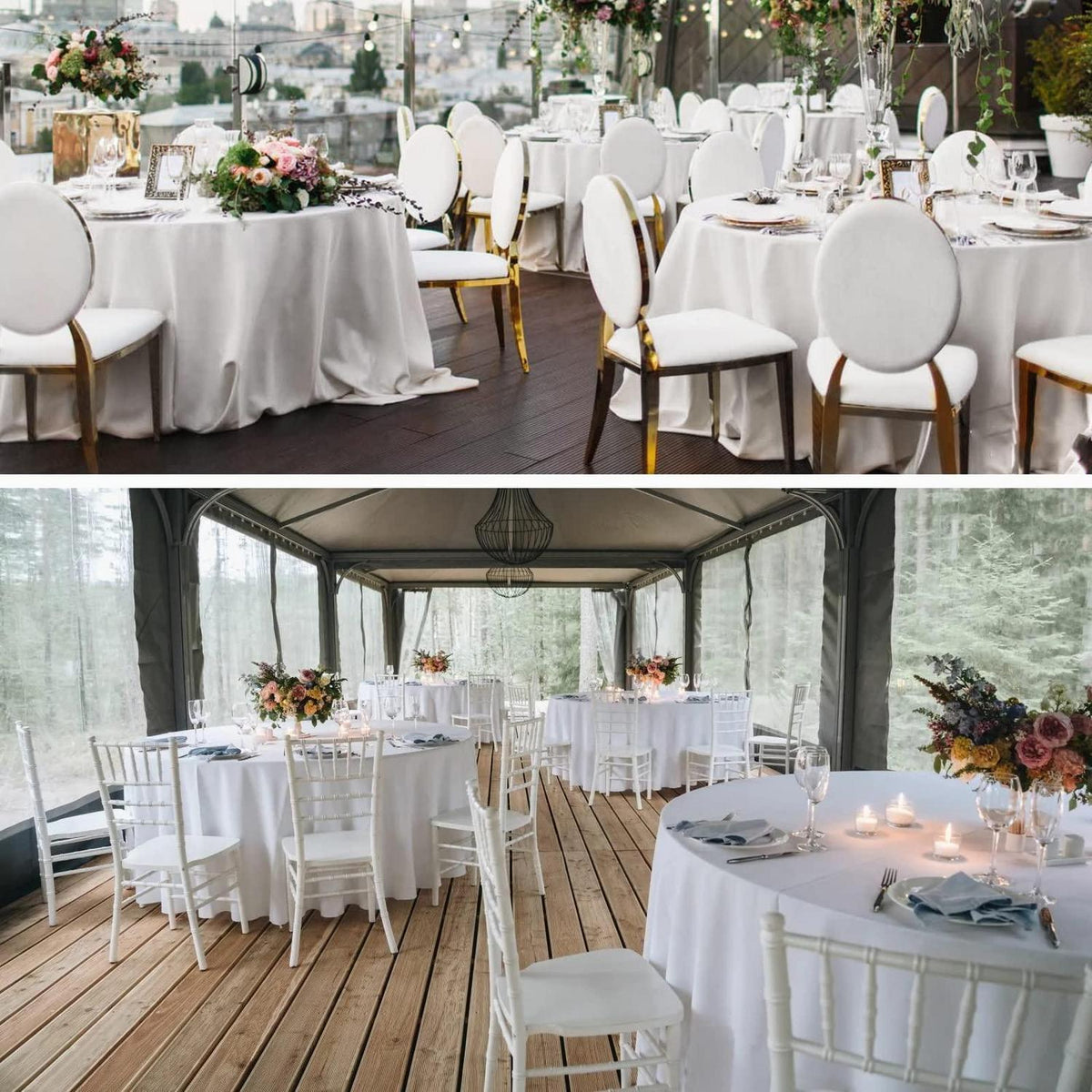 10er-Pack Runde Tischdecke 90 Zoll Weiß – Hochzeit, Party, Buffet
