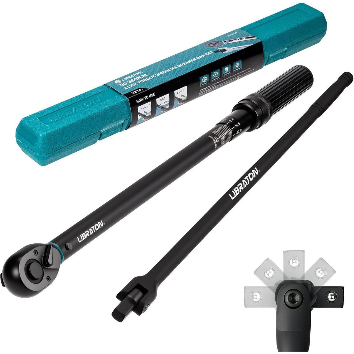 Drehmomentschlüssel 1/2 Zoll 50-350NM mit Gelenkgriff und Bremsstange