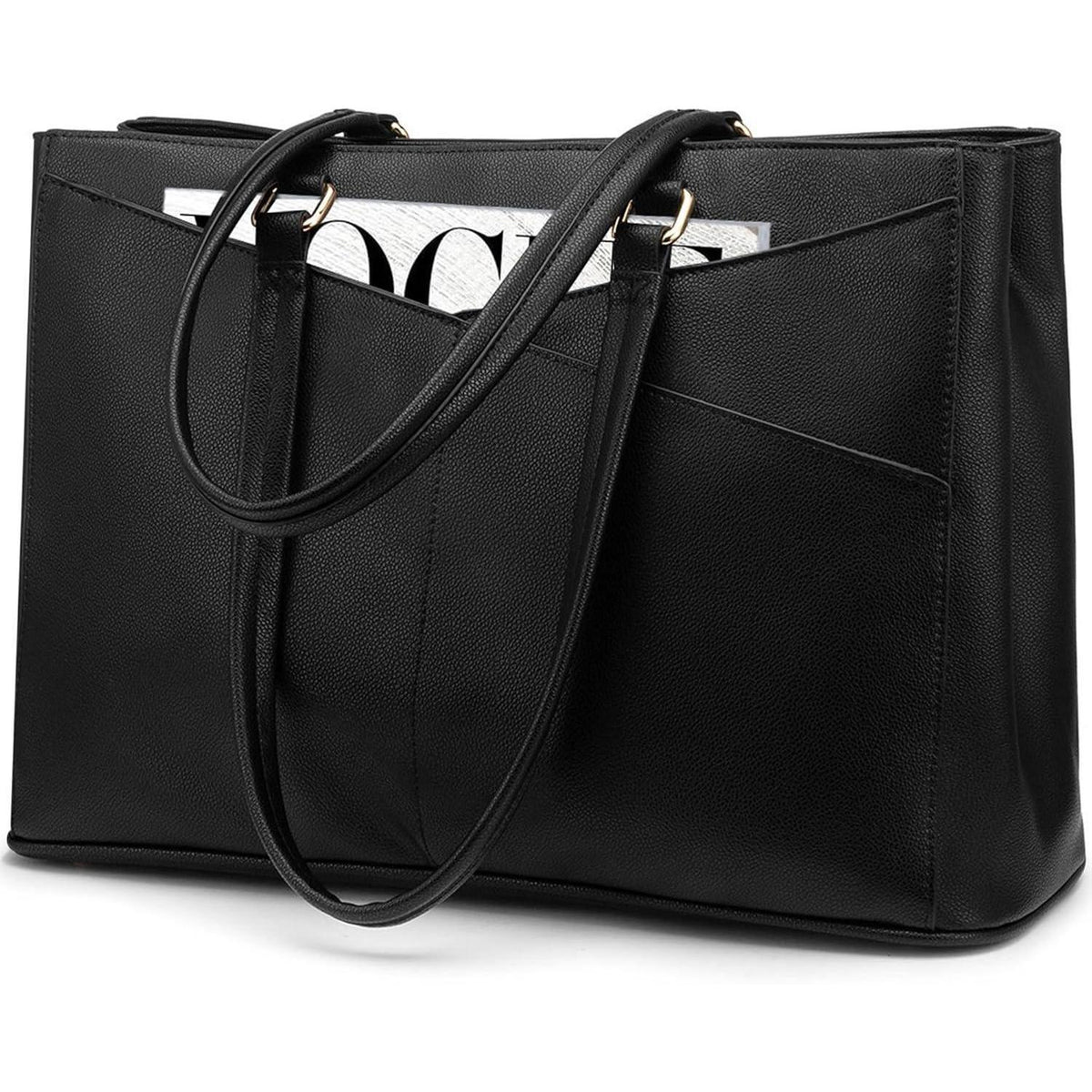 Laptoptasche Damen 17 Zoll, Wasserdichte Arbeitstasche mit vielen Fächern, Schwarz