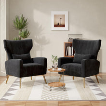 Relaxsessel 2er-Set mit Kopfkissen & Goldfüßen, Schwarz