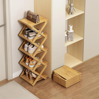 Bambus Schuhregal 5 Ebenen – Klappbar, Platzsparend & Stabil