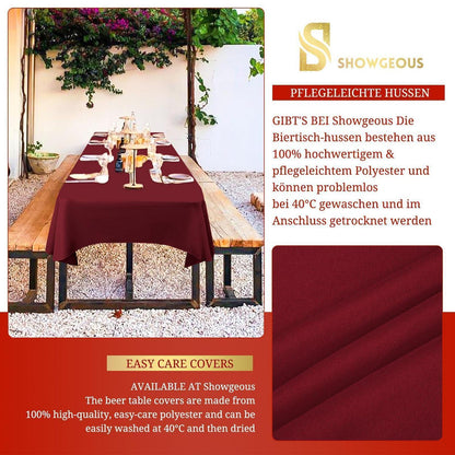 Biertisch Tischdecke 10er-Pack Bordeauxrot 250x100cm Waschbar