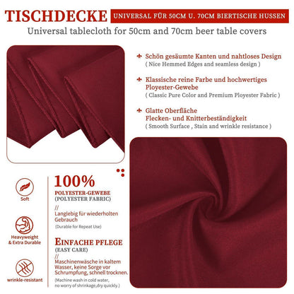 Biertisch Tischdecke 10er-Pack Bordeauxrot 250x100cm Waschbar