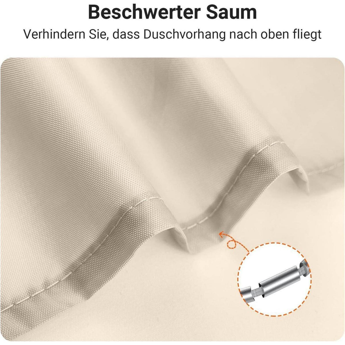 Duschvorhang Beige 80x200 cm Textil Wasserabweisend Waschbar