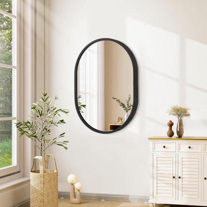 Ovaler Wandspiegel mit Metallrahmen – 45x66 cm Schwarz