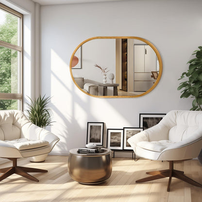 Ovaler Wandspiegel mit Goldrahmen – 90x60cm