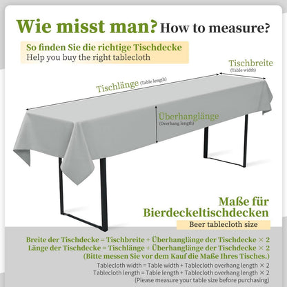 10x Tischdecke Hellgrau für Biertisch (100x250cm)