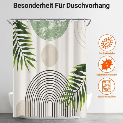 Grüner Duschvorhang Blätter 120x200 cm | Wasserabweisend & Waschbar