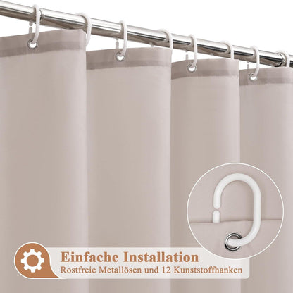 Wasserdichter Duschvorhang Stoff 180x200 cm Sandfarben