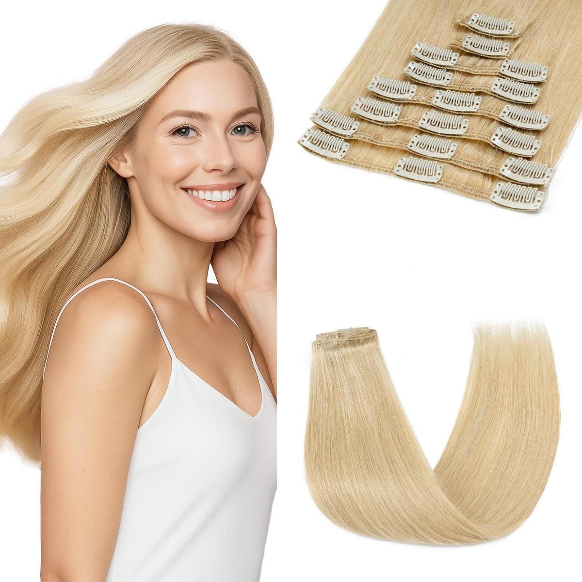 Natürliche Echthaar Haarverlängerung Blond #24 - 20 Zoll