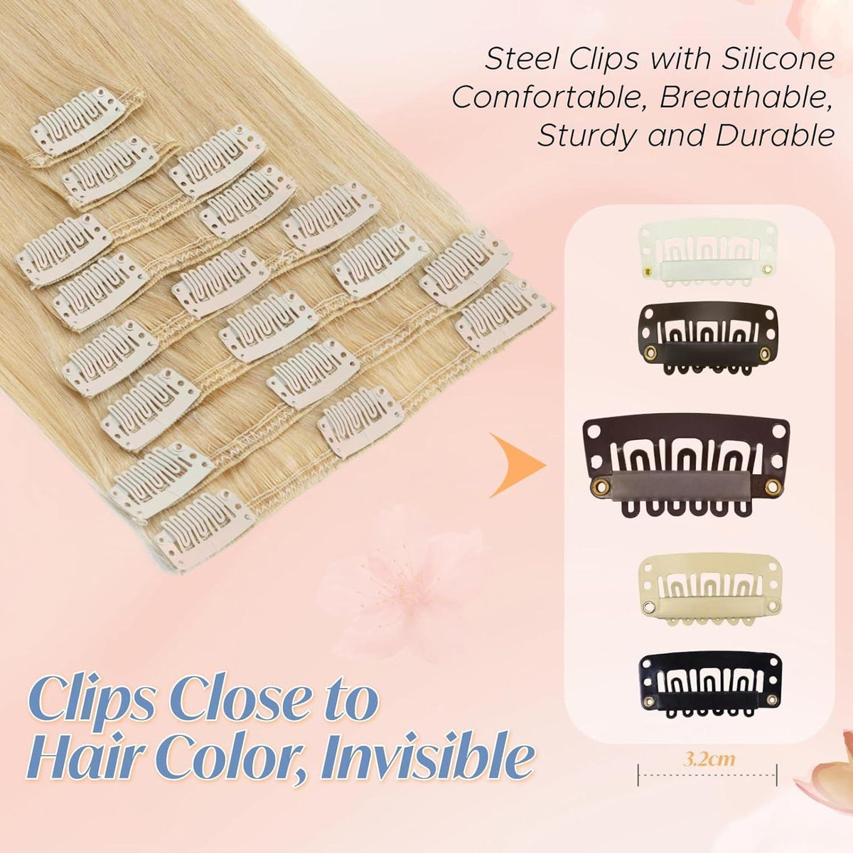 Clip-in Haarverlängerung Echthaar Blond 45cm - 8 Wefts