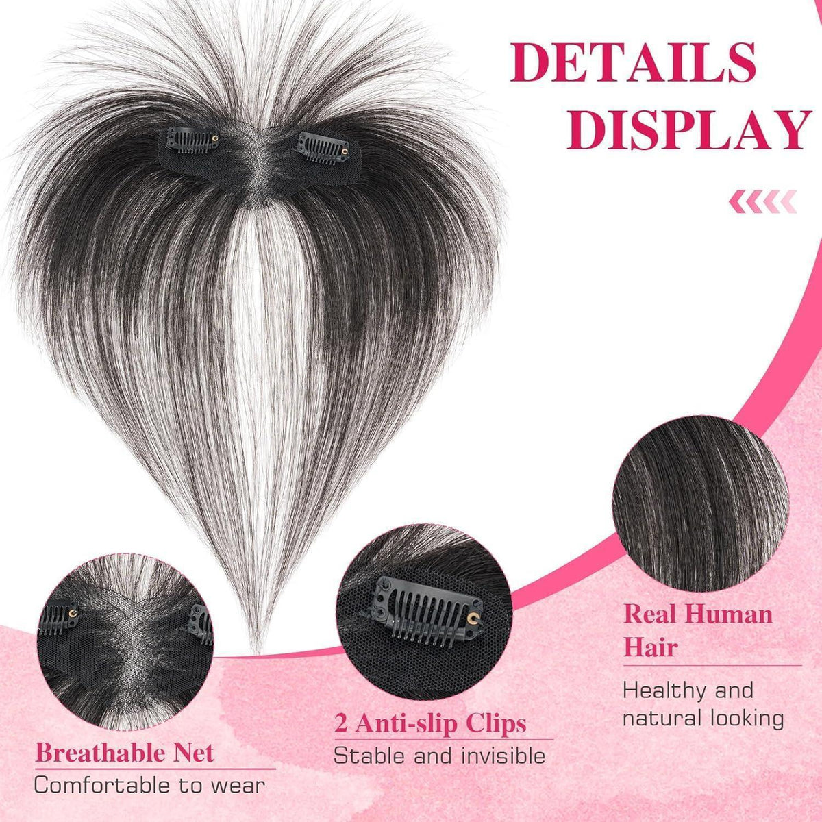 Echthaar Pony Clip-In | Natürliches Schwarz | Haar Topper