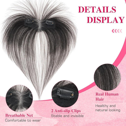 Echthaar Pony Clip-In | Natürliches Schwarz | Haar Topper