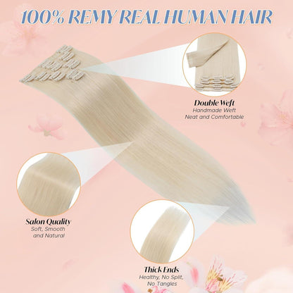 Remy Echthaar Clip-In Haarverlängerung Blond 50cm