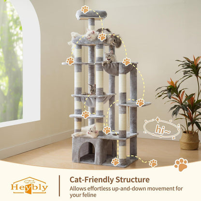 Großer Kratzbaum 180cm mit Katzenhaus & Hängematten
