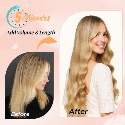 Blond Echthaar Extensions Clip-in 24 Zoll #613