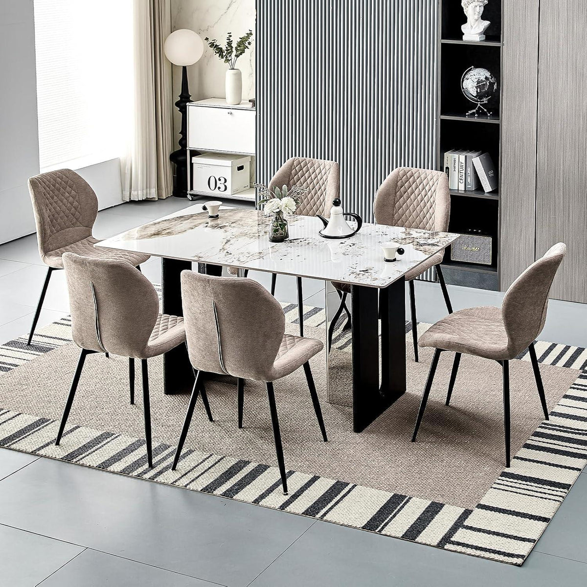 Gepolsterte Esszimmerstühle 6er Set – Braun, Ergonomisch & Modern