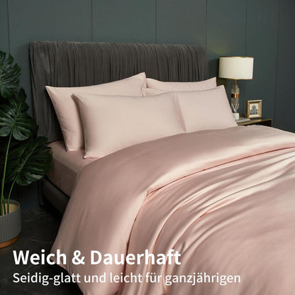 Bettwäsche-Set Rosa 135x200 cm | Bambus & Polyester | 4-teilig