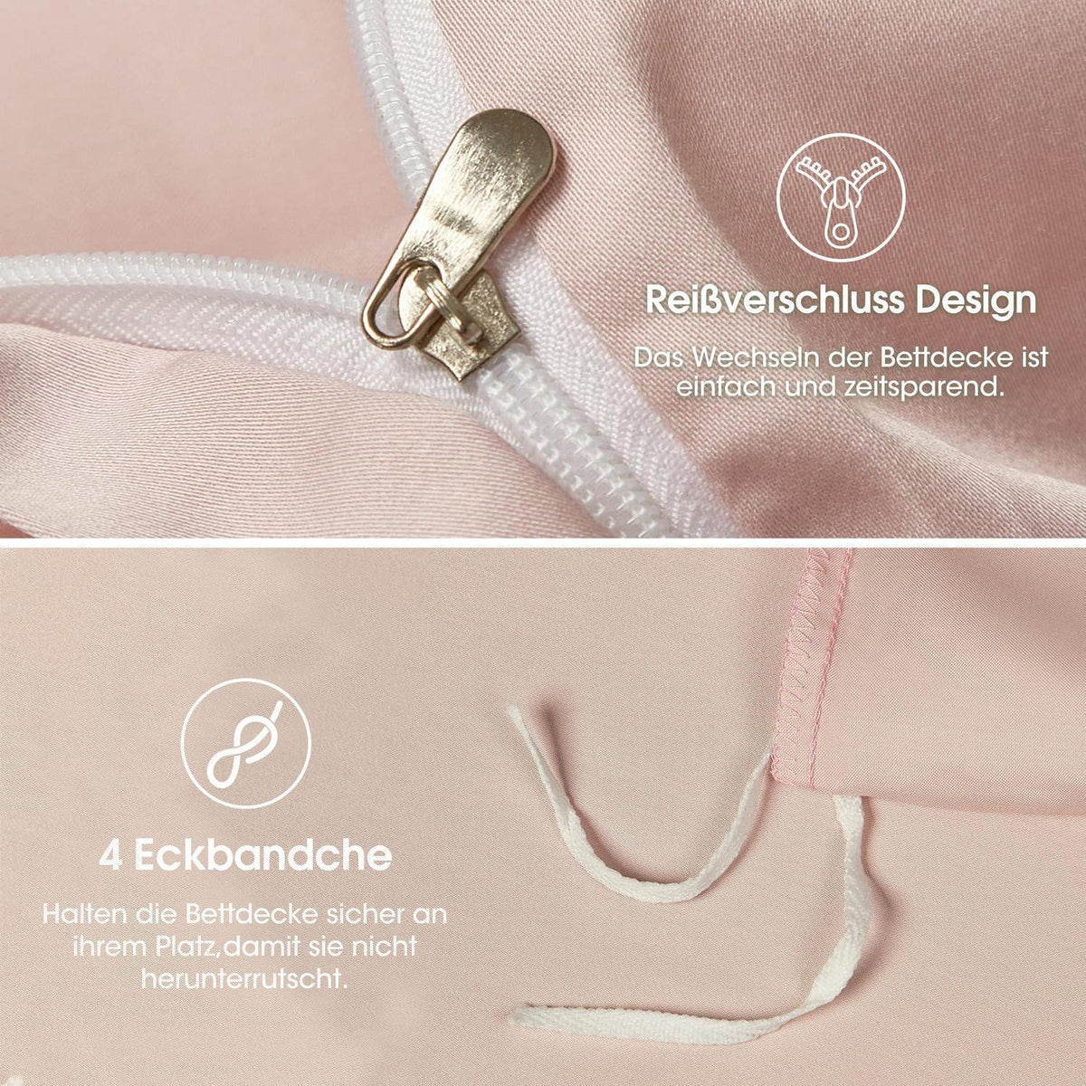 Bettwäsche-Set Rosa 135x200 cm | Bambus & Polyester | 4-teilig