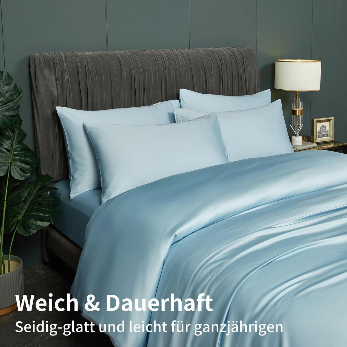 Bettwäsche-Set 135x200 cm Blau – Atmungsaktiv & Kühle Bambusqualität
