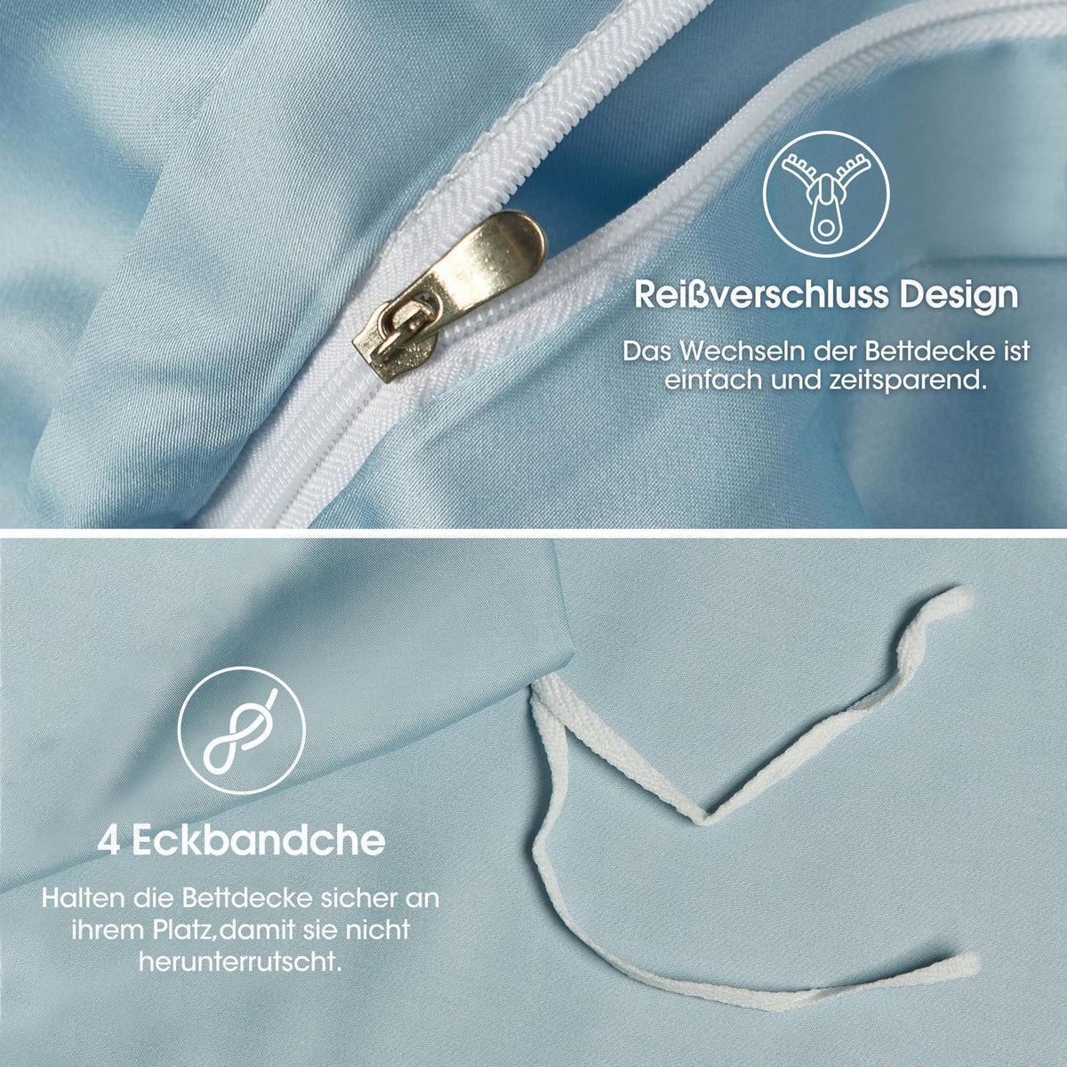 Bettwäsche-Set 135x200 cm Blau – Atmungsaktiv & Kühle Bambusqualität