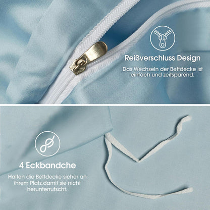 Bettwäsche-Set 135x200 cm Blau – Atmungsaktiv & Kühle Bambusqualität