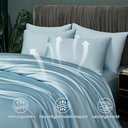 Bettwäsche-Set 135x200 cm Blau – Atmungsaktiv & Kühle Bambusqualität