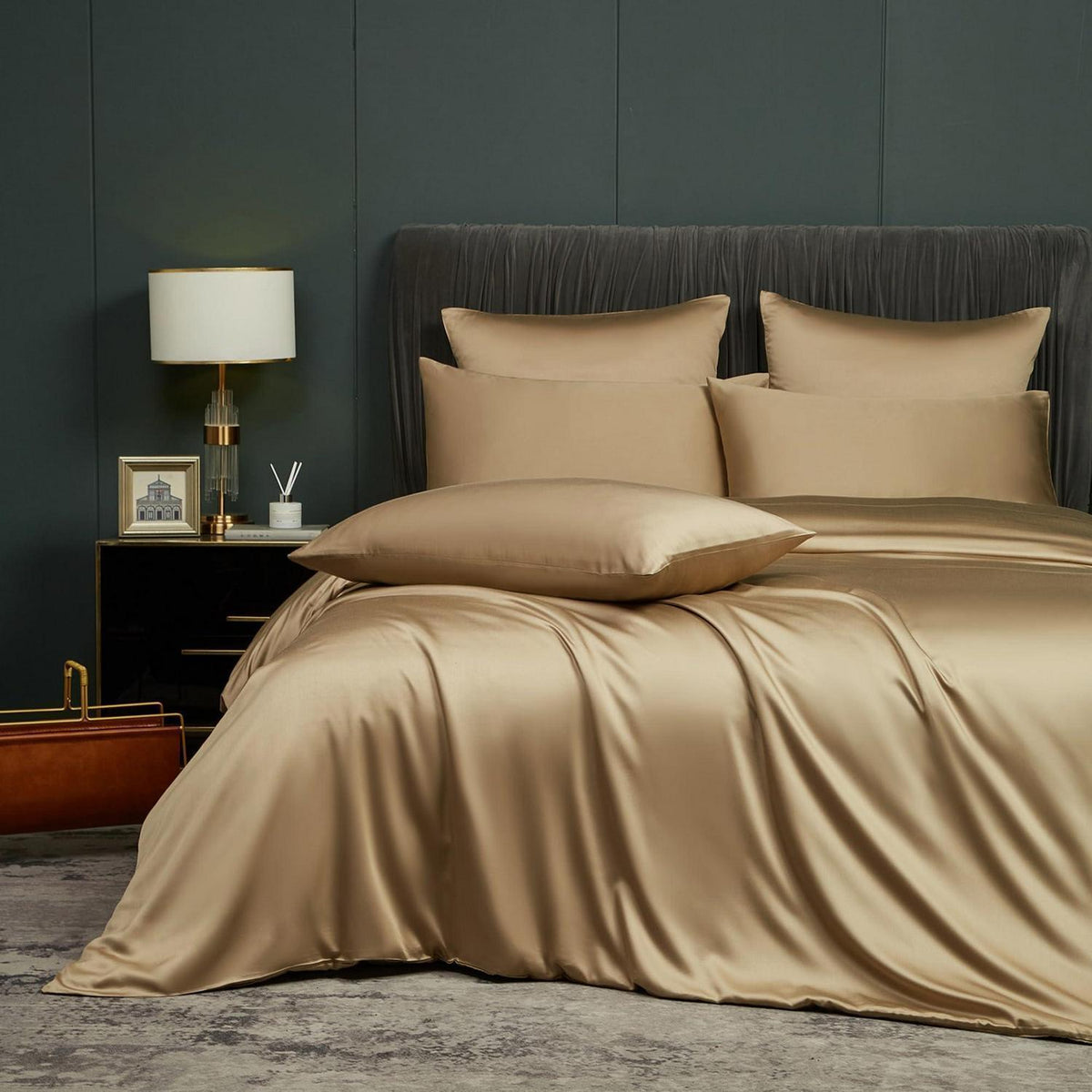Bettwäsche-Set Bambus Khaki 220x240 cm + 2x 80x80 cm