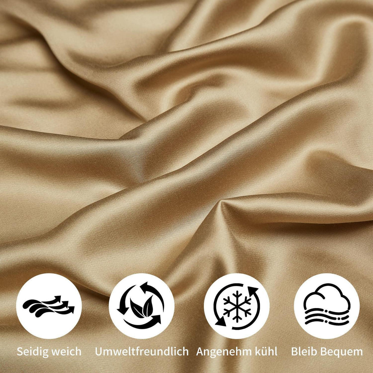 Bettwäsche-Set Bambus Khaki 220x240 cm + 2x 80x80 cm