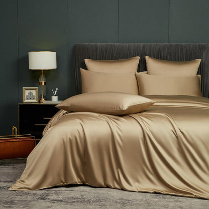 Bettwäsche-Set 135x200 cm Khaki | Bambus & Polyester | 4-teilig