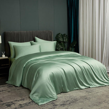Bettwäsche-Set 4tlg. Grün Bambus-Polyester, 135x200 cm