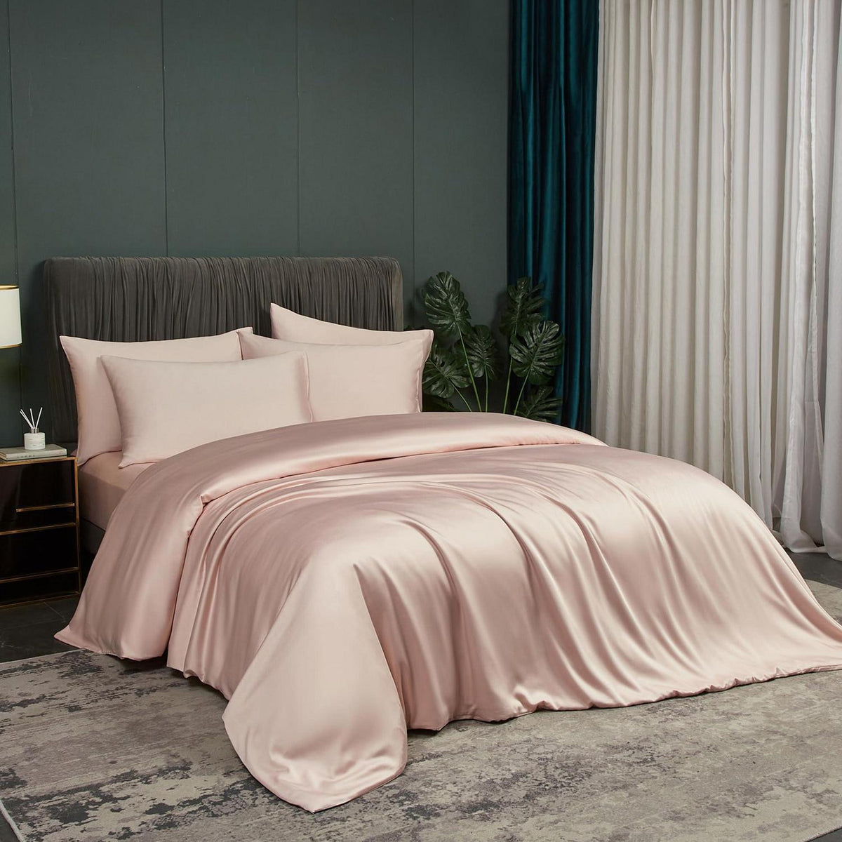 Bettwäsche-Set Rosa 220x240 cm Bambus Bettwäsche 3tlg.