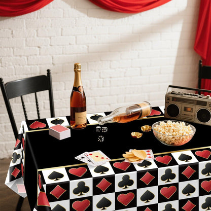 4x Casino Tischdecke Schwarz Rechteckig Poker Party Deko