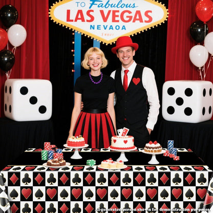 4x Casino Tischdecke Schwarz Rechteckig Poker Party Deko