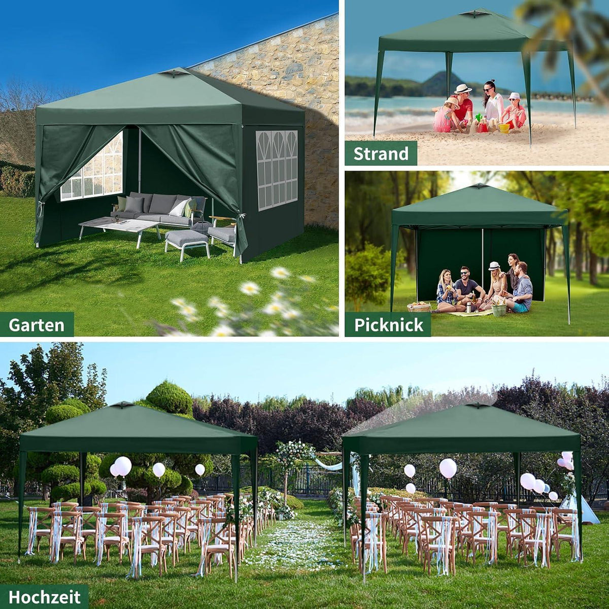 3x3m Pop-Up Pavillon – Wasserdicht & Höhenverstellbar