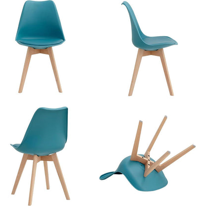 Esszimmer-Set Holz Mintgrün – Esstisch mit 4 skandinavischen Stühlen