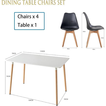 Esszimmer-Set Holz mit 4 skandinavischen Stühlen