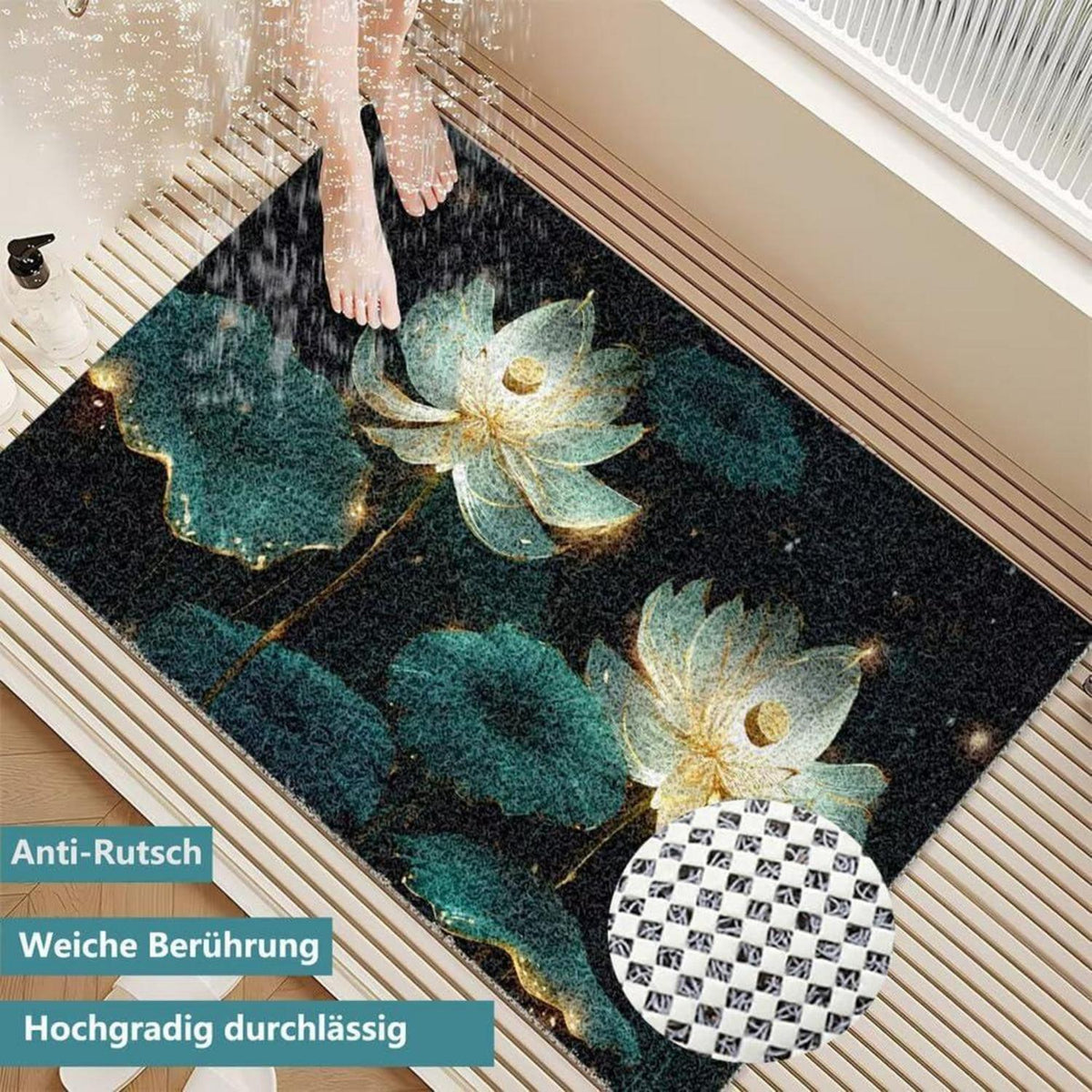 Rutschfeste Duschmatte 130x150 cm – Modern & Komfortabel