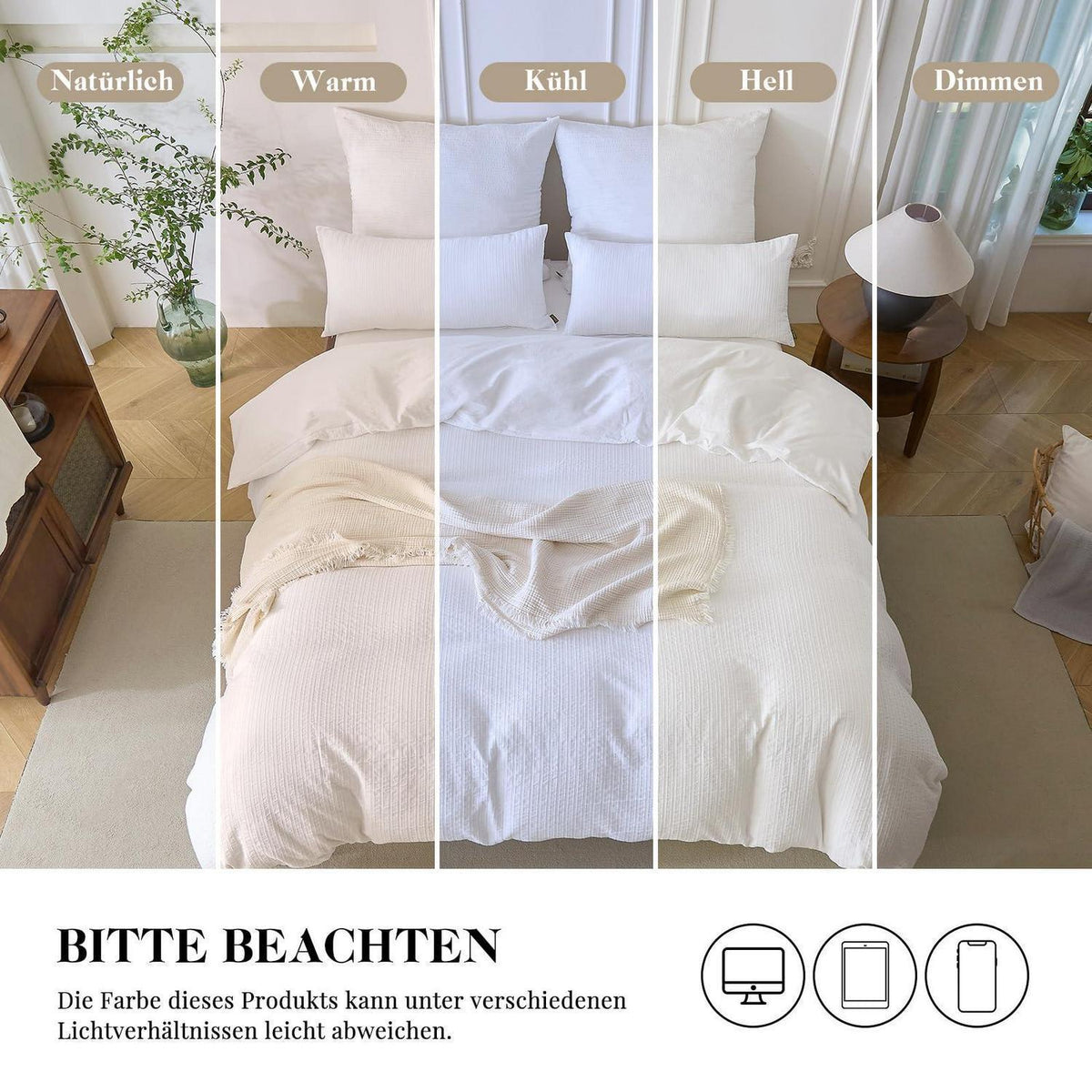 Bettwäsche-Set 135x200 Baumwolle Gestreift Weiß 4tlg.