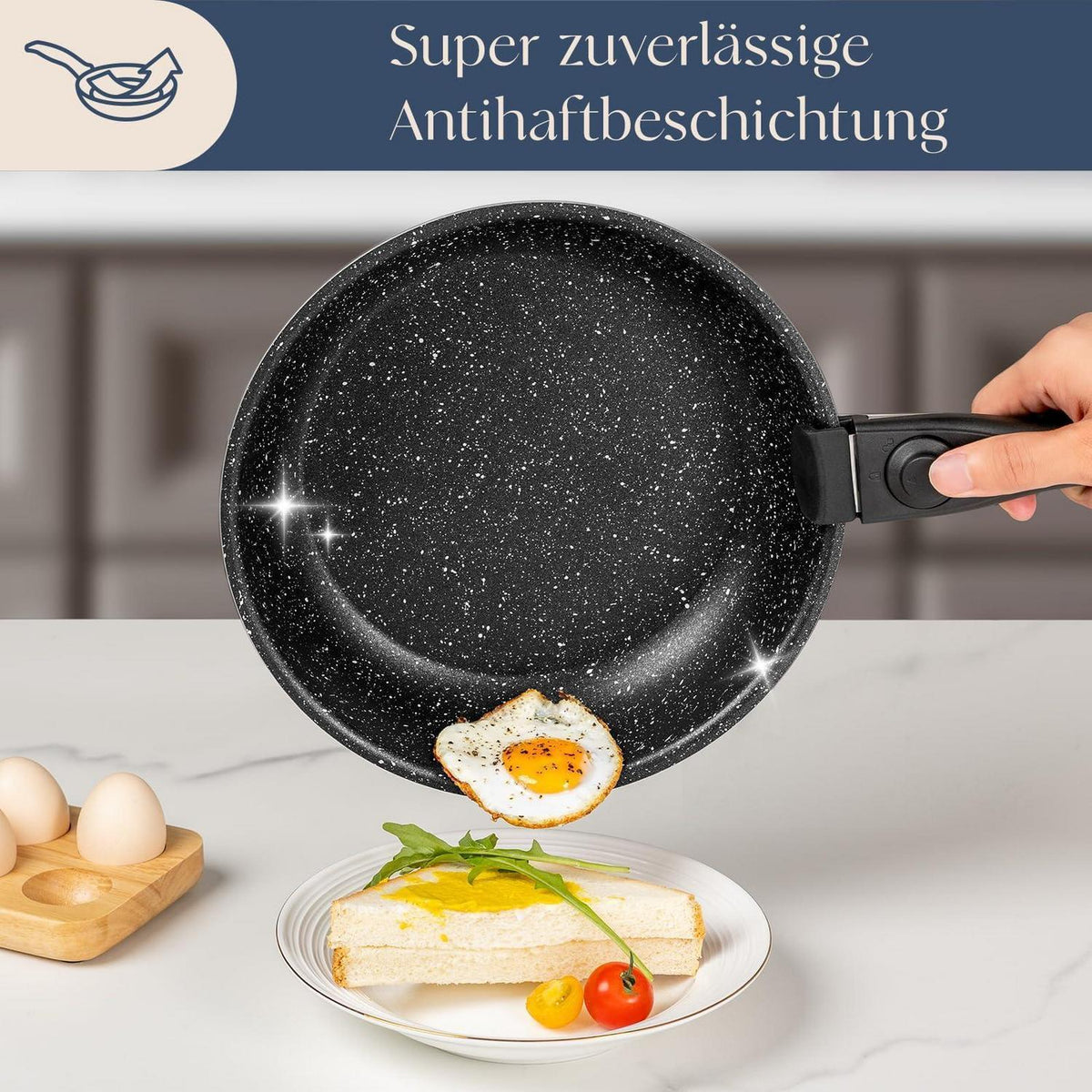 17-teiliges Topfset mit abnehmbarem Griff & Antihaftbeschichtung